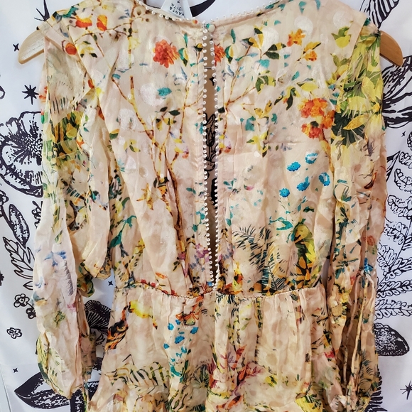 ✴️ NWT HEMANT & NANDITA Veena Floral Dress long Sleeve Size Small Yellow - Picture 4 of 13